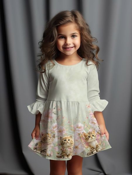 Jersey panel med sirkelskj&oslash;rt - Kattunger- Barn