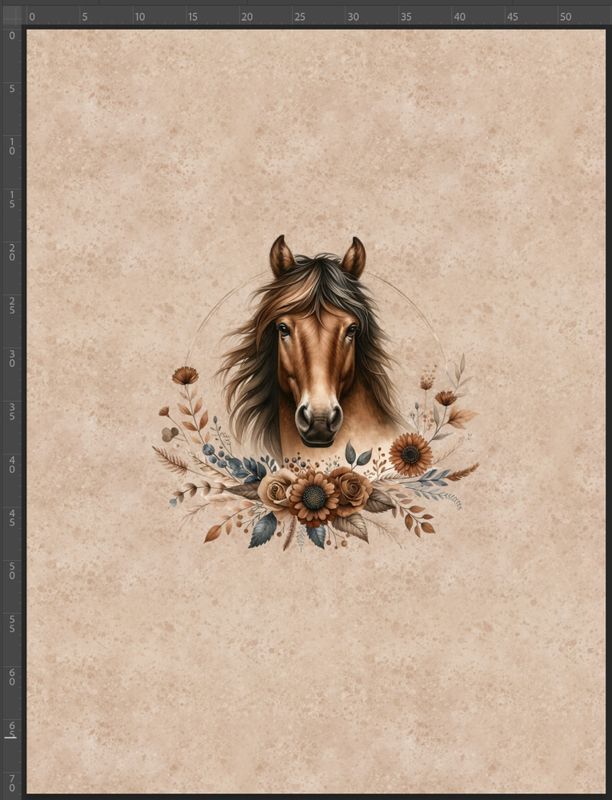 FT panel Hest i Blomster -  str M, L