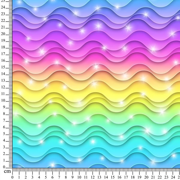 Børstet French Terry  Rainbow Waves