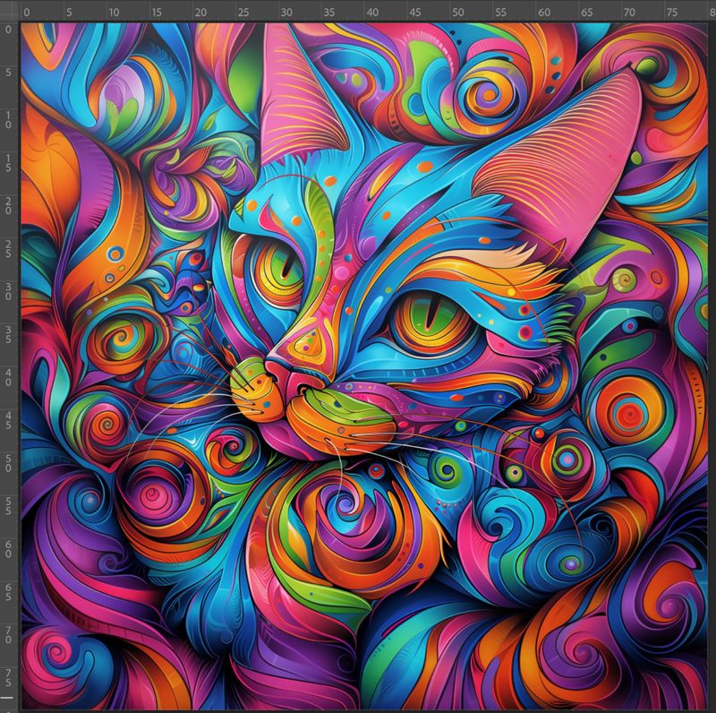 Jersey panel Colorful Cat (80x80cm)
