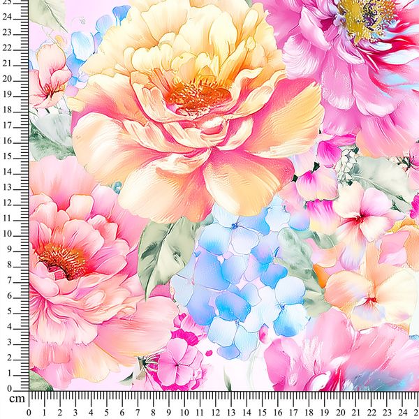 Vevd viskose - Sommerblomster