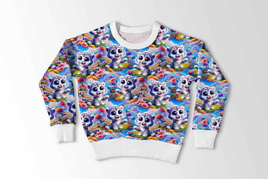 French terry Hvit tiger